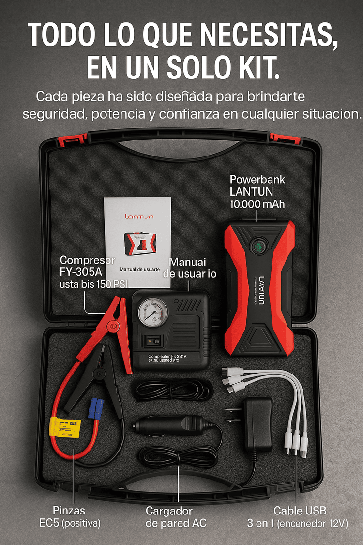ARRANCADOR  DE BATERÍAS LANTUN 4 EN 1